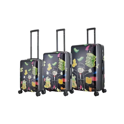 Dinero Money Man 3 Pc Set (20", 24", 28") Luggage Suitcases