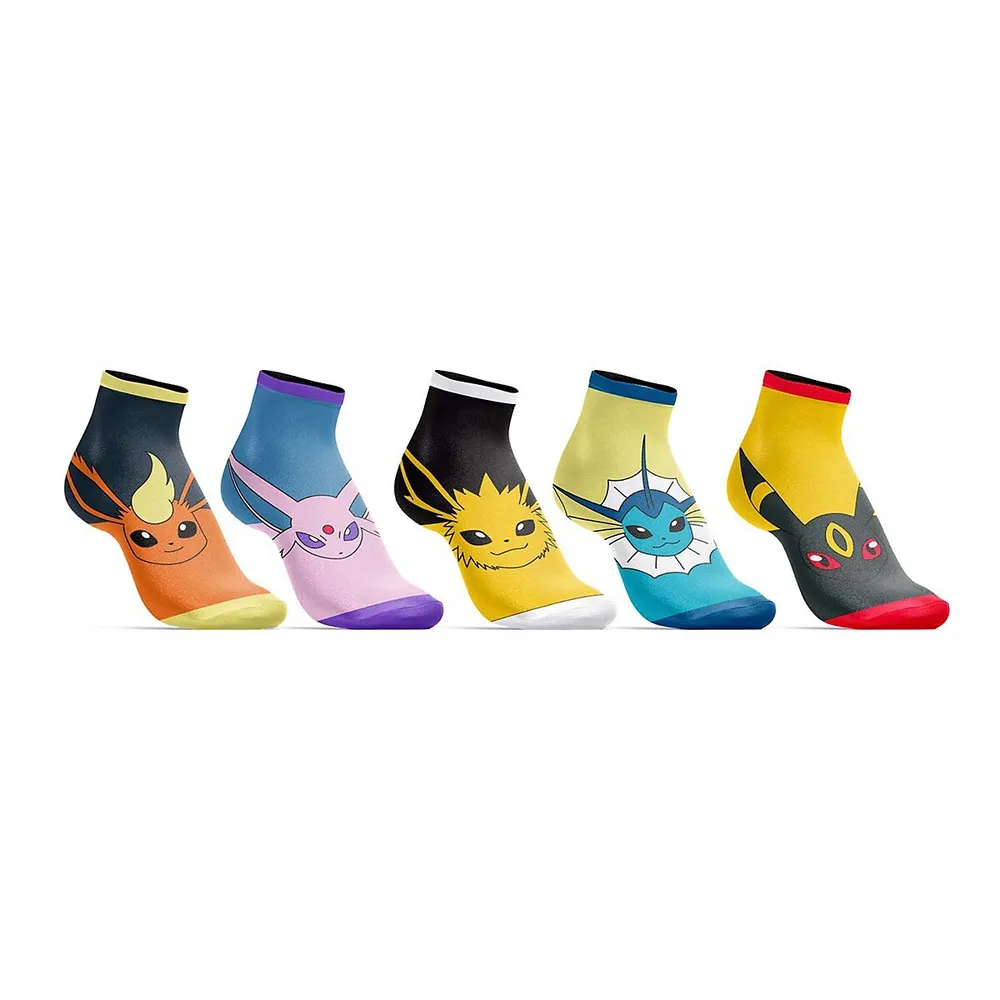 Bioworld Pokemon Eevee Evolutions 5 Pack Womens Juniors Ankle Socks