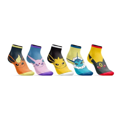 Pokemon Eevee Evolutions 5 Pack Womens Juniors Ankle Socks