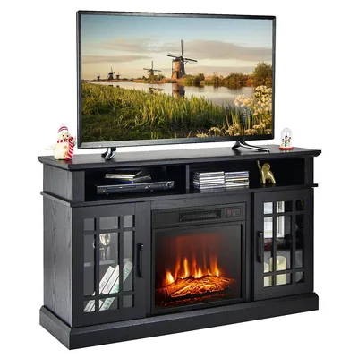 48'' Tv Stand Console Cabinet W/ Fireplace Entertainment Center For Living Room