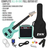 30 Inch Electric Guitar Starter Kit For Kids W/ 3/4 Size Beginner’s Guitar, Amp, Strings, 2 Picks, Shoulder Strap, Digital Clip On Tuner, Cable & Case