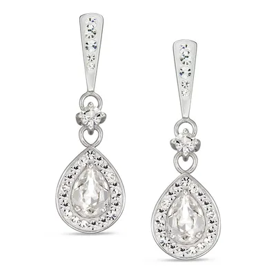 Sterling Silver Pear Shape Crystal Drop Earrings