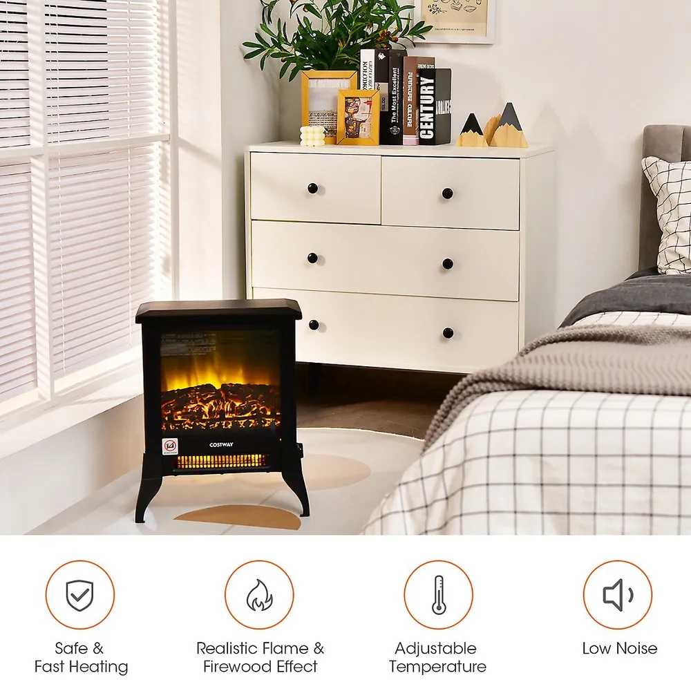 Costway 18 Electric Fireplace Stove Freestanding Heater W/ Flame Effect  1400w | Galeries de la Capitale