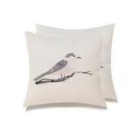 Farmhouse Animals Grey Jay Throw Pillow With Poly Insert - Set Of 2
