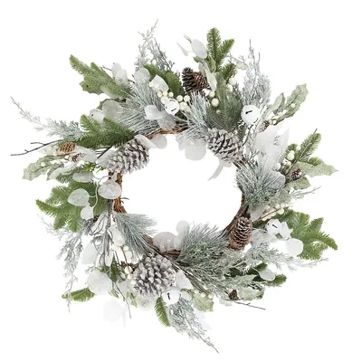 Artificial Mixed Foliage With Pine Cones Christmas Wreath, 28-inch, Unlit