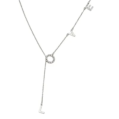 Silver Tone Love Necklace With Heritage Precision Cut Crystals