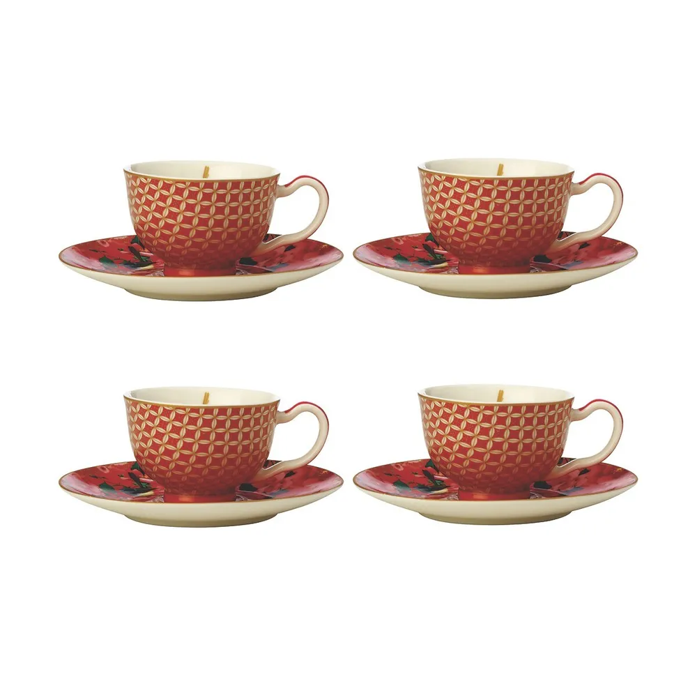 Set of 4 Mansion Demi Cups and Saucers by Maxwell & Williams