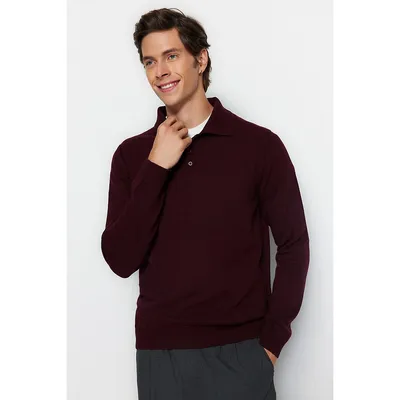 Male Slim Fit Basic Polo Neck Knitwear Sweater