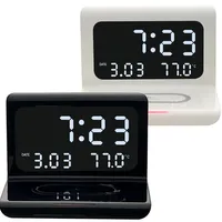 Alarm Clock With 10w Wireless Charging And Led Display Thermometer