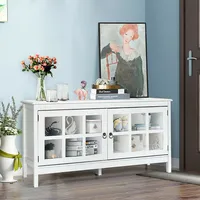 Tv Stand Modern Wood Storage Console Entertainment Center W/ 2 Doors White