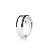 Men's Silver Ring With 0.25 Carat Tw Of Black Diamonds