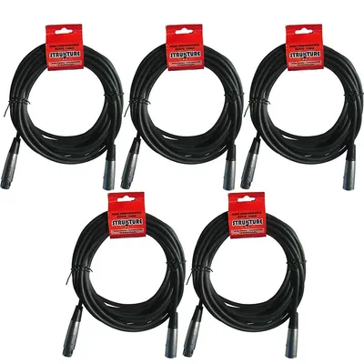 5x Xlr Microphone Cable Male To Female 6ft Premium Mic Cable
