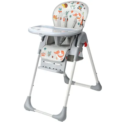 Baby High Chair With Basket, Toddle Booster Seat Highchair with 6-Position Adjustable Seat Height and Food Tray - Grey