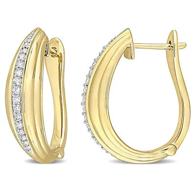 1/5 Ct Tw Graduated Diamond Hoop Earrings In 14k Yellow Gold
