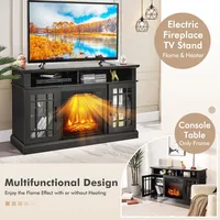 48'' Tv Stand Console Cabinet W/ Fireplace Entertainment Center For Living Room
