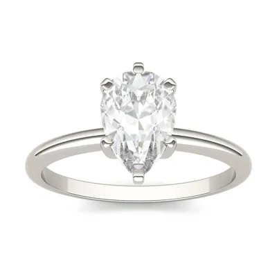 14k White Gold & Pear 1.50 Ct. T.w. Created Moissanite Solitaire Ring