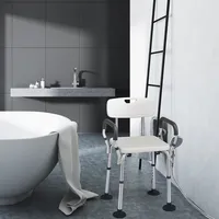 Shower Chair Bathtub Adjustable Height Bench W/ Removable Armrests & Back