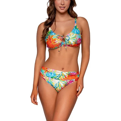 Women's Lotus Kauai Keyhole Front Tie Underwire Swimwear Bikini Top
