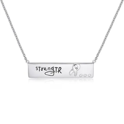 Sterling Silver 15" Strength Plaque Necklace