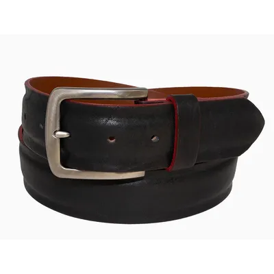 Raised Centre Italian Leather Belt