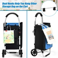 Folding Utility Dolly Shopping Grocery Cart W/ Removable Bag