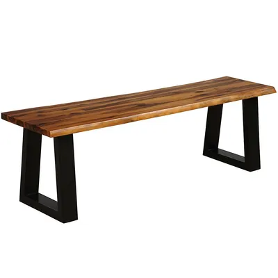 Solid Acacia Wood Patio Bench Dining Bench Outdoor