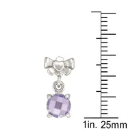 Sterling Silver Bow Top Lilac Drop Stud Earrings