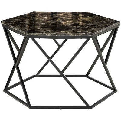 Coffee Table With High Gloss Marble Tabletop