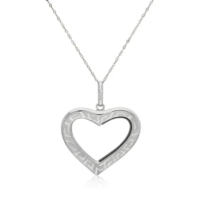 10kt 18" Cut Out Heart With Greek Key Yellow Necklace