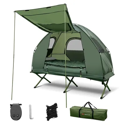 1-person Compact Portable Pop-up Tent/camping Cot W/ Air Mattress & Sleeping Bag