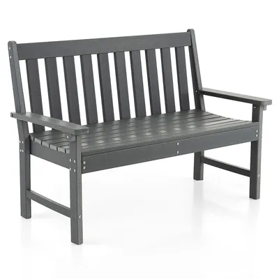 Garden Bench All-weather Hdpe 2-person Outdoor Bench For Front Porch Backyard