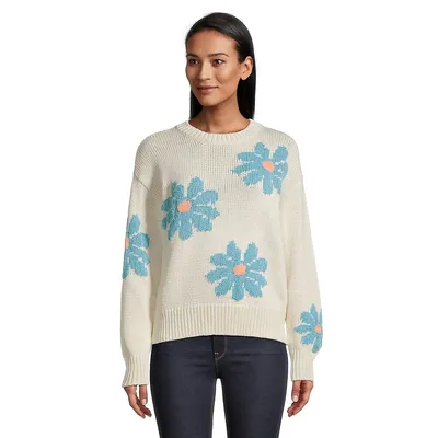 Dahlias Flower Pullover Sweater