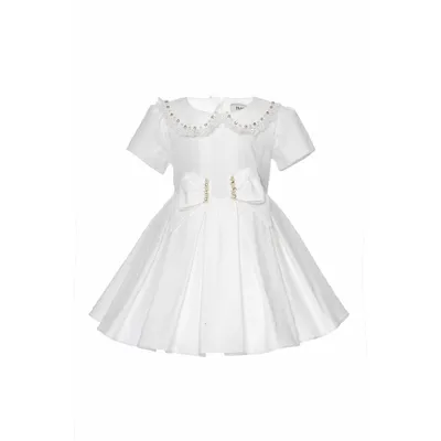 Little Girls Cotton Dress With Short Sleeves