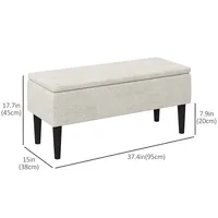 Ottoman With Storage And Wooden Legs, 47l Storage Ottoman