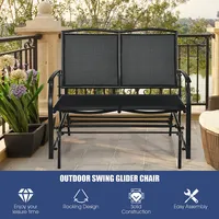Patio Glider Rocking Bench Double 2 Person Chair Loveseat Garden Greyblack