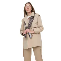 Women Regular Fit Double Breasted Shirt Collar Woven Trench Coat
