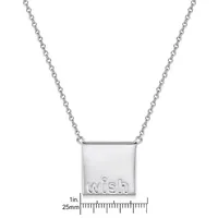 Sterling Silver 15" Wish Plaque Necklace