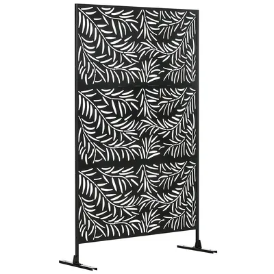 Metal Privacy Screen With Stand Decorative Outdoor Divider