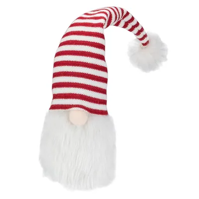 19-inch Plush Tabletop Christmas Decoration Gnome With Red And White Striped Hat