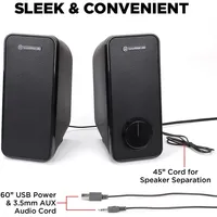 Computer Speakers For Desktop And Laptop - Usb Speakers For Desktop Computer With Loud And Clear 2-way Drivers For 32w Of Power And Bass, Built-in Headphone & Aux Input Ports, Led Volume Knob