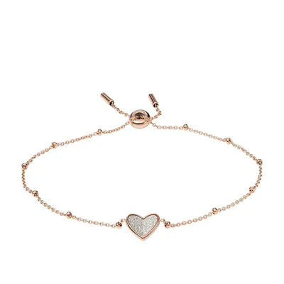 Women's Sadie Flutter Hearts Rose Gold-tone Stainless Steel Chain Bracelet