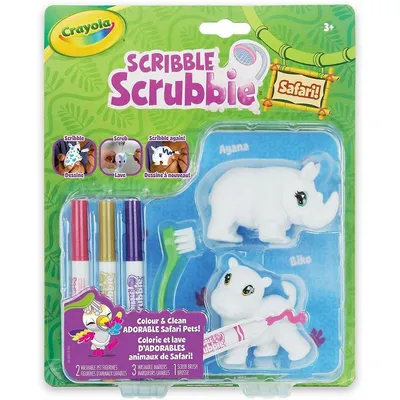Scribble Scrubbie Safari Animals - Rhino And Hippo