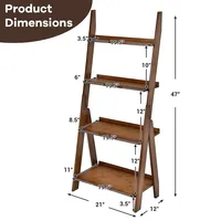 4-tier Bamboo Ladder Shelf Bookcase Storage Organizer Plant Flower Stand Naturalcoffee