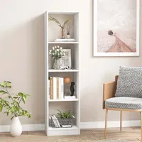 56" Tall Bookcase, Freestanding Bookshelf With 4 Open Cubes
