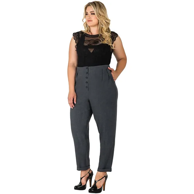 Plus Women's High Waist Stretch Crepe Pants