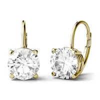 14k Yellow Gold & 3.00 Ct. T.w. Round Created Moissanite Leverback Earrings