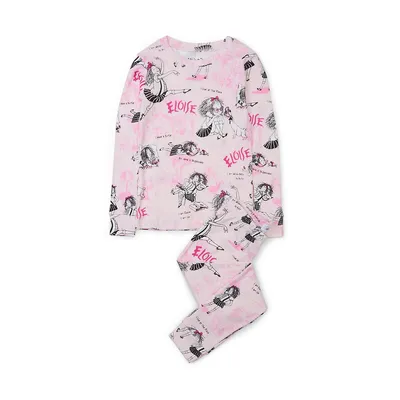 Girls Long Sleeve Printed Pajama Set