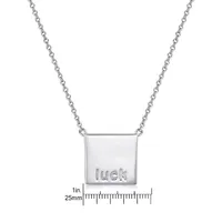 Sterling Silver 16" Luck Plaque Necklace