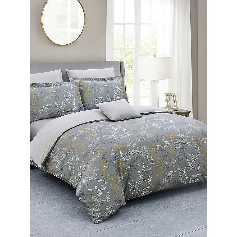 Aurora 220 Thread Count Sateen Cotton 4-Piece Duvet Cover Set