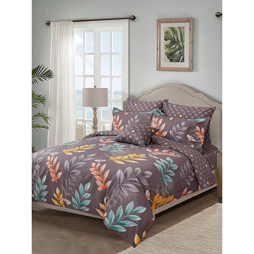 Garden 220 Thread Count Sateen Cotton 4-Piece Duvet Cover Set